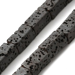 Gray Plated Electroplated Natural Lava Rock Beads Strands, Rectangle, Gray Plated, 8x4x4mm, Hole: 1mm, about 51pcs/strand, 16.38''~16.54''(41.6~42cm)