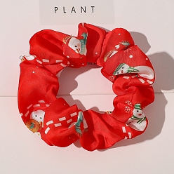 Red Christmas Theme Cloth Elastic Hair Ties, Scrunchie/Scrunchy Hair Ties for Girls or Women, Red, 35x90mm