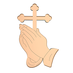 Rose Gold Praying Hands with Cross Acrylic Cake Toppers, Cake Inserted Cards, Cake  Decorations, Religion, Rose Gold, 75x50mm