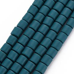 Teal Polymer Clay Bead Strands, Column, Teal, 5~7x6mm, Hole: 1.5~2mm, about 61~69pcs/strand, 15.74 inch