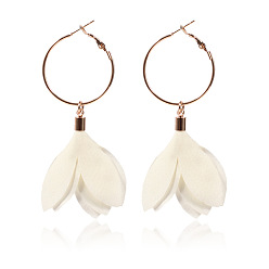 white Versatile Floral Tassel Earrings for Women - Long Dangling Flower Pendant Jewelry