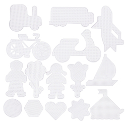 Clear ABC Plastic Pegboards used for DIY Fuse Beads, Mixed Shapes, Clear, 80x93x5mm