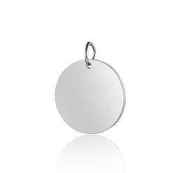 Stainless Steel Color 201 Stainless Steel Pendants, Manual Polishing, Flat Round, Stamping Blank Tag, Stainless Steel Color, 14x1mm, Hole: 3.5mm