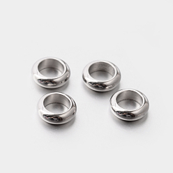 Stainless Steel Color 201 Stainless Steel Large Hole Donut Spacer Beads, Stainless Steel Color, 6x2mm, Hole: 4mm
