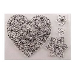 Heart Christmas Theme Clear Silicone Stamps, for DIY Scrapbooking, Photo Album Decorative, Cards Making, Stamp Sheets, Heart Pattern, 10x14.5x0.2cm