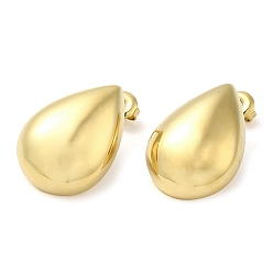 Real 14K Gold Plated Ion Plating(IP) 304 Stainless Steel Teardrop Stud Earrings, Real 14K Gold Plated, 25x18mm