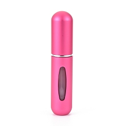 Deep Pink Portable Mini Spray Bottles, Aluminum Atomizer Shell, Plastic Inner Container, Refillable Atomizer Perfume Bottle, for Traveling, Column, DeepPink, 80.8x17mm, Capacity: 5ml(0.17 fl. oz)