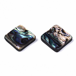 Colorful Natural Abalone Shell/Paua Shell Beads, Rhombus, Colorful, 21x21x3.5mm, Hole: 1mm, Side Length: 16.5mm