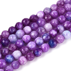 Сине-фиолетовый Окрашенные природные белый нефрит бисер пряди, круглые, граненые, синий фиолетовый, 4~4.5 мм, отверстие : 1 мм, около 86~96 шт / нитка, 14.69~14.96'' (37.3~38 см)