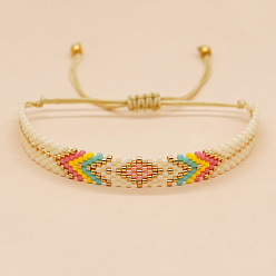 MI-B220223C Miyuki Colorful Beaded Bracelet with European and American Diamond-shaped Eyes - Birthday Gift for Girls.