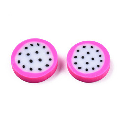 Hot Pink Handmade Polymer Clay Beads, Pitaya, Hot Pink, 19.5x4.5mm, Hole: 1.2mm