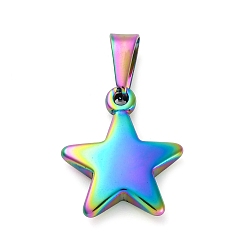 Rainbow Color Ионное покрытие (ip) 304 подвески из нержавеющей стали, звезда, Радуга цветов, 23.5x20x5 мм, отверстие : 10x4.5 мм