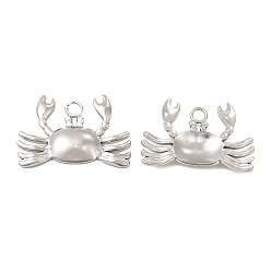 Stainless Steel Color 304 Stainless Steel Pendants, Crab Charm, Stainless Steel Color, 24.5x17x3mm, Hole: 2.5mm
