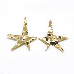Real 18K Gold Plated Brass Pendants, Star, Real 18K Gold Plated, 42x34x1mm, Hole: 1mm