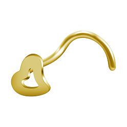 Золотой 316l Хирургические кольца для носа из нержавеющей стали в форме сердца и рыбьего хвоста, золотые, 9x5 мм, штифты : 0.8 мм