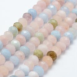 Morganite Natural Morganite Bead Strands, Rondelle, Faceted, 7.5~8x5~6mm, Hole: 1mm, about 71pcs/strand, 15.3 inch(39cm)