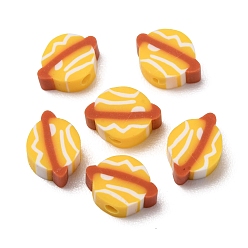 Gold Handmade Polymer Clay Beads, Planet, Gold, 7.5~8x10.5~11x4mm, Hole: 2mm