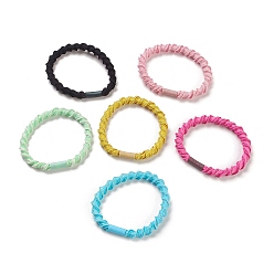 Mixed Color Nylon Elastic Hair Ties, Ponytail Holder, with Plastic Beads, Girls Hair Accessories, Mixed Color, 4.7~6mm, Inner Diameter: 38mm