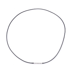 Черный Вощеный шнур ожерелье решений, из нержавеющей стали застежками, чёрные, 18.11 дюйм (46 см), 1.3 мм