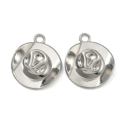 Stainless Steel Color 304 Stainless Steel Pendants, Cowboy Hat Charm, Stainless Steel Color, 21x17x7mm, Hole: 2.5mm