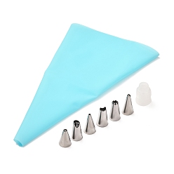 Cyan Cake Bakeware Kits, with Plastic Converter and Eva Pastry Bag, 430 Stainless Steel Cream Nozzle, for Cake Decorating Tips Tool, Cyan, 303x175x0.5mm