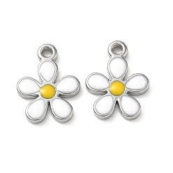 Белый 304 нержавеющей стальной эмали подвески, , цвет нержавеющей стали, белые, 17x13x2.5 мм, отверстие : 1.8 мм