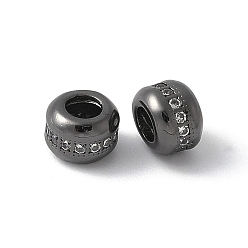 Черный Латунные микропаве из прозрачного кубического циркония, без свинца и без кадмия, долговечный, стойки покрытие, рондель, чёрные, 4.5x6.5 мм, отверстие : 2.5 мм