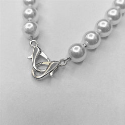 Silver Plastic Imitation Pearl Beads Bag Chain Shoulder, with Metal Buckles, for Bag Straps Replacement Accessories, Silver, 40cm