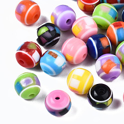 (52) Непрозрачная лаванда Ганские бусины из смолы, круглые, разноцветные, 8x8x7.5 мм, отверстие : 1.6 мм