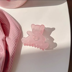 Transparent Bear - Pink Pince à cheveux douce et mignonne pour les filles, couvre-chef en épingle à cheveux griffe d'ours en gelée