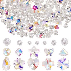 Mixed Color Glass Beads & Charms Set for DIY Jewelry Making Finding Kit, Including Electroplated & Transparent Glass Charms, Electroplate Glass Beads, Mixed Color, 314pcs/box