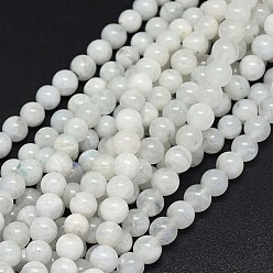 Rainbow Moonstone Natural Rainbow Moonstone Beads Strands, Round, 8mm, Hole: 0.8mm, about 48~50pcs/strand, 15.3~15.9 inch(39~40.5cm)