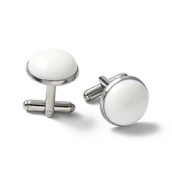 Фарфор 304 пуговицы на манжетах из нержавеющей стали., с фарфором, для аксессуаров одежды, полукруглый, 30~31x17.5 мм
