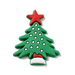 Medium Sea Green Christmas PVC Plastic Cabochons, Christmas Tree, Medium Sea Green, 34x28x3.5mm