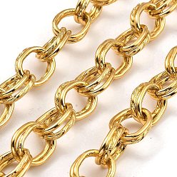 Light Gold Aluminium Cable Chains, Unwelded, with Spool, Light Gold, 22x16x2.5mm, about 16.40 Feet(5m)/Roll