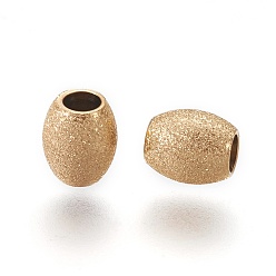 Golden Ion Plating(IP) 304 Stainless Steel Textured Beads, Oval, Golden, 6x5mm, Hole: 2.3mm