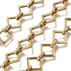 Настоящее золото 18K Ионное покрытие (ip) 304 прямоугольные цепи из нержавеющей стали, несварные, реальный 18 k позолоченный, 13.5x13.5x1.5 мм