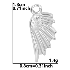 Stainless Steel Color Stainless Steel Pendants, Wing Charm, Stainless Steel Color, 18x8mm