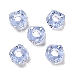 Lavender Transparent Resin European Beads, Large Hole Beads, Faceted, Polygon, Lavender, 13~13.5x8mm, Hole: 5.7mm