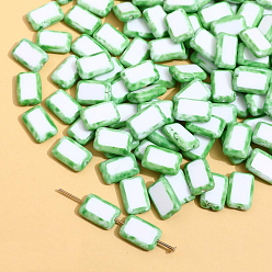 Medium Spring Green Czech Glass Beads, Rectangle, Medium Spring Green, 12x8mm, Hole: 1.2mm