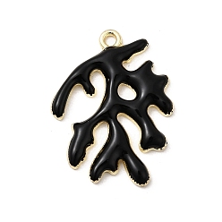 Черный Подвески из эмали и сплава, коралл, золотые, чёрные, 27x20x2.5 мм, отверстие : 1.8 мм