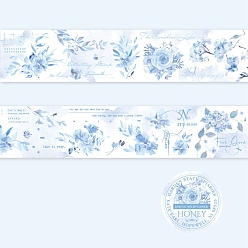 Cornflower Blue Mist Surface PET Flower Decorative Tape, for DIY Scrapbooking, Cornflower Blue, 35mm, 2m/roll