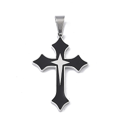 Нержавеющая Сталь Цвет 304 подвески из нержавеющей стали, с эмалью, крест прелести, цвет нержавеющей стали, 41x27.5x2.5 мм, отверстие : 7x4 мм