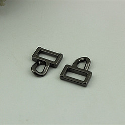 Gunmetal Zinc Alloy Side Clip Buckles Nail Rivet Connector Clasp, for Bag Hanger, Gunmetal, 21.5mm, Hole: 5mm, Inner Diameter: 16x20mm