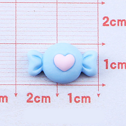 Light Sky Blue Opaque Resin Cabochons, Candy with Heart, Light Sky Blue, 10x17mm