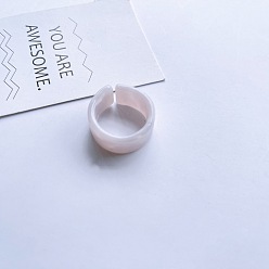 8# single Adjustable Acrylic Marble Pattern Couple Rings for Women, Light Luxury Design