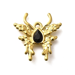 Реактивный Самолет 304 подвески из нержавеющей стали, со стразами, реальный 18 k позолоченный, ионное покрытие (ip), бабочка, струя, 24x23x4 мм, отверстие : 2 мм