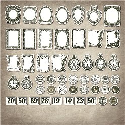 Clock 100Pcs Vintage Paper Self Adhesive Decorative Stickers, Retro Decals, for Diary, Album, Notebook, DIY Arts and Crafts, Clock, 60x60mm