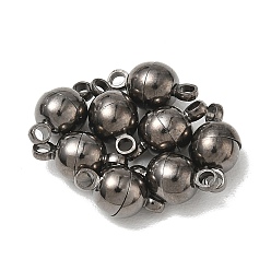 Gunmetal Brass Magnetic Clasps, Nickel Free, Round, Gunmetal, 11.5x6mm, Hole: 1.2mm