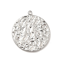 Stainless Steel Color 304 Stainless Steel Pendants, Textured, Flat Round Charms, Stainless Steel Color, 22.5x20x1.5mm, Hole: 1.6mm